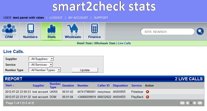 live test calls in progress
